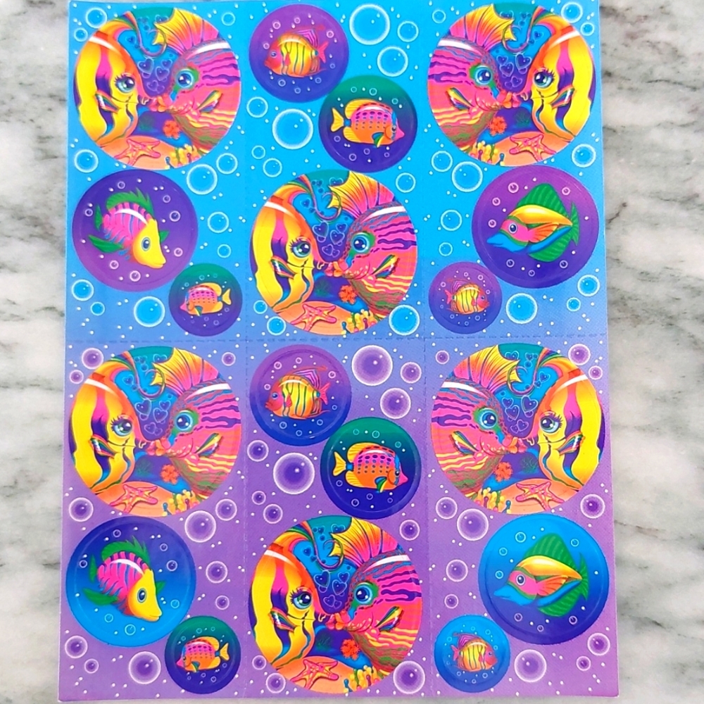 Vintage Lisa Frank Sticker Sheet Fish S212